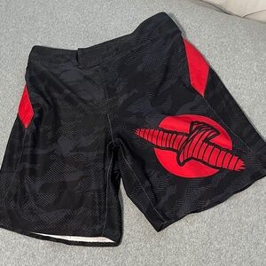 Hayabusa Fight Shorts Mens 34 Black Red MMA Boxing